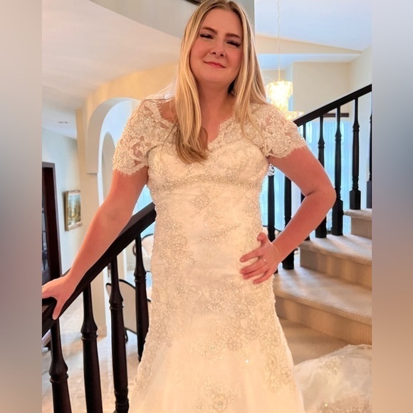 Allure Bridal C150 Mermaid Wedding Dress with Lace,Swarovski Crystals and Train - Picture 9 of 16